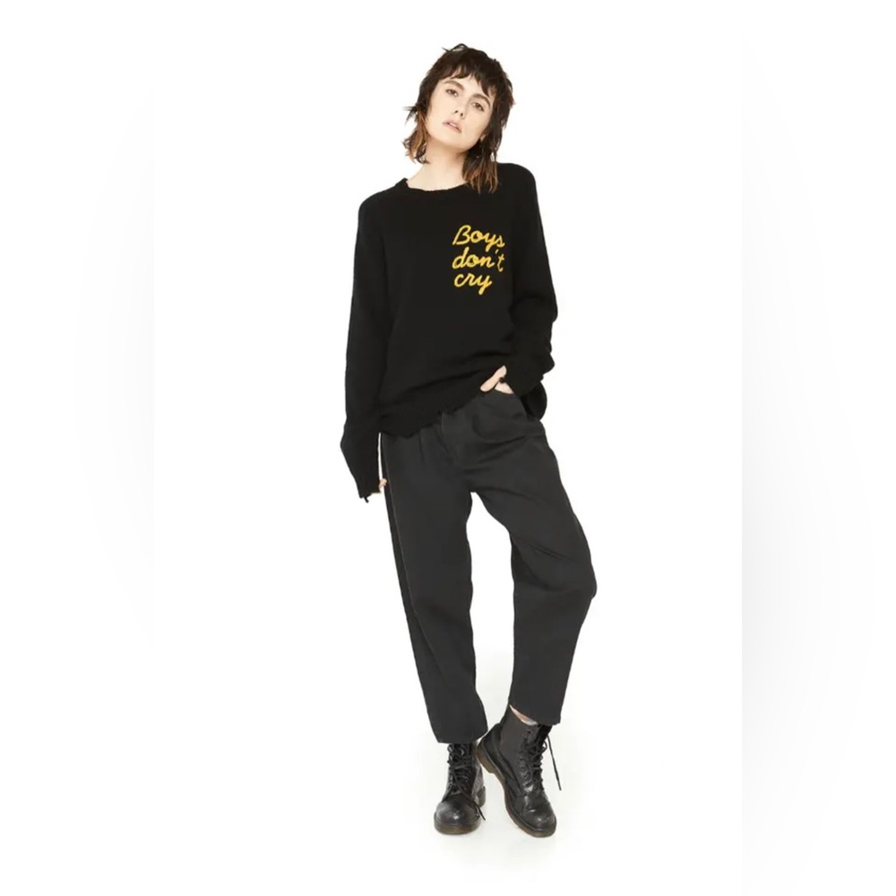 Sandrine Rose Black Relaxed Fit Button Fly Trouser Pants, 26 NWT